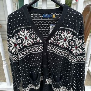 $298 New Polo Ralph Lauren Black Cotton Cashmere Snowflake Cardigan Sweater 2XLT